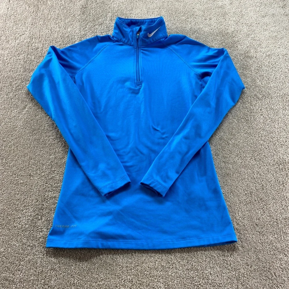Nike Therma-FIT Training Top Womens Medium Blue Quarter Zip Pullover‎